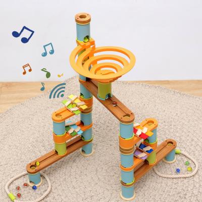 China Upgrade Hand-built Bamboo Hand-built Kid's Capacity Kit 98Pcs Children's Educational Toy Marble Race-Musical Toy Musical Toy Wood Marble Race Hot Selling for sale