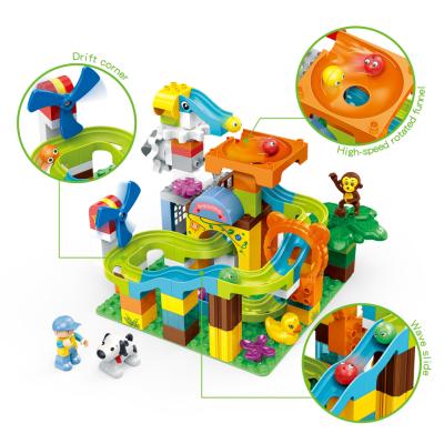 China Construction Toy Urban Rail Block Toys Kids Educational Toy Race Track Marble Run Building Blocks Set STEM Castle Toy 110PCS for sale