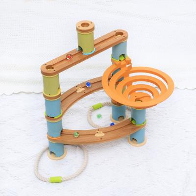 China MarbleWooden Race Track Maze Game Toys Factory Wholesale Kids Educational Toys Bamboo Marble Run Race Building Block Toys Marble Run Track Blocks DIY for sale