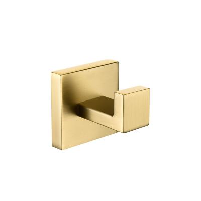 China Modern Bathroom Accessories Factory Wall Mount Coat Hook Suppliers Square Brushed Gold Robe Hooks for sale