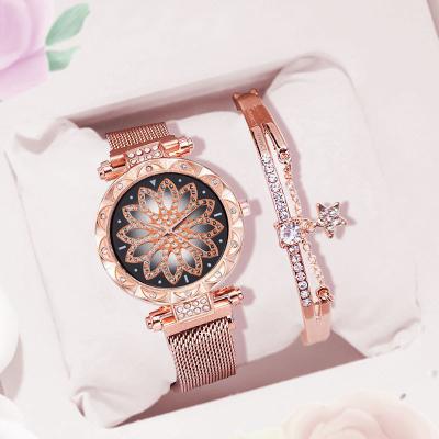 China 2021 Luxury Unisex Quartz Watch Rose Gold Women Watches Ladies Dress Clock Mesh Steel Waterproof Female Starry Sky Wristwatch Lady Gift for sale