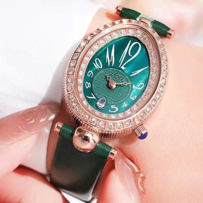 China Fashion Unisex Ladies Watches Crystal Wristwatch Women Leather Oval Girl Quartz Watches Women Reloj Mujer Gift for sale