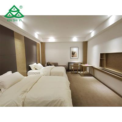 China Eco-friendly XSY- L93 Hotel Apartment Bedroom Suite Furniture Double Bed With Open Desk And Wardrobe 3D Console Design for sale