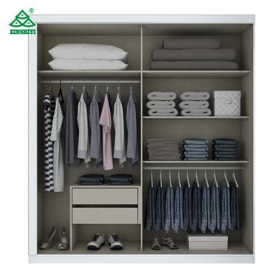 China Adjustable (Height) Hotel Bedroom Wardrobe Closet in MDF Melamine with Interior Cloth Racks and Storage Drawers Design for sale