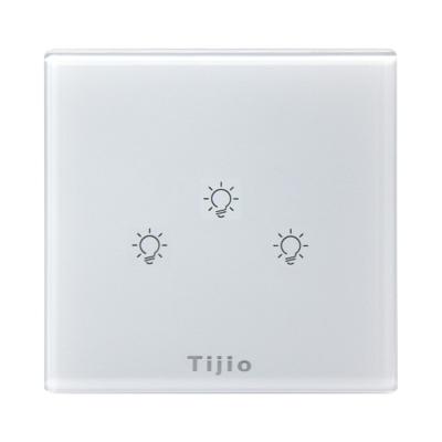 中国 Control+Voice app control factory price white color no neutral smart zigbee 12v eu tuya 3 gang wall lamp switch UK 販売のため