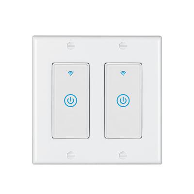 China Remote 2 Gang 10A 37mm Smart WiFi Wall Switch for sale