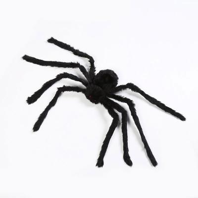 China Modern Horrific Black Furry Trick Or Treat Halloween Spider Creep Large Fake Halloween Decoration for sale