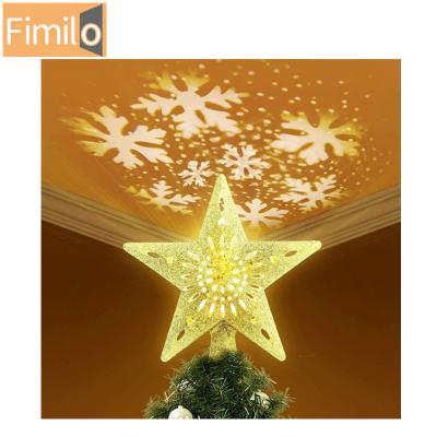 China ABS 3D Star Chirstmas Tree Topper with Snowflake Projector Light for sale