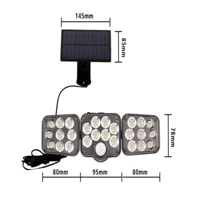 China Sanlinkee Outdoor Street Garden Yard Wall Solar Lights 38 LED Solar Security Lights Motion Sensor, Dimmable 3 Head Dusk to Dawn Lighting For Garage,yard for sale