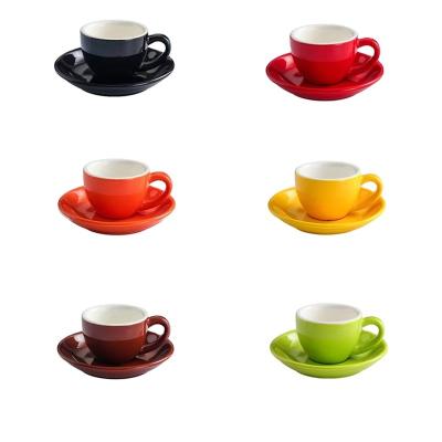 China Sustainable Italian Thickened Insulated Coffee Porcelain 75cc Espresso Cups And Saucers for sale