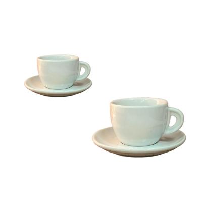 China Sustainable Upclay Modern Custom Decorative Italian Designers Porcelain Espresso Cups Set 150ml 60ml for sale