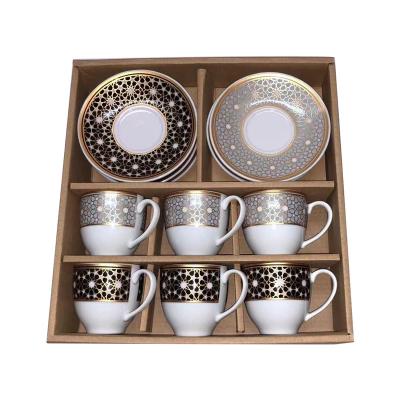 China Sustainable Full Decal Turkish Coffee Cup Set Consisting Of 6 Pcs Cups+6pcs Sources Personalized Photo Tea Cup for sale