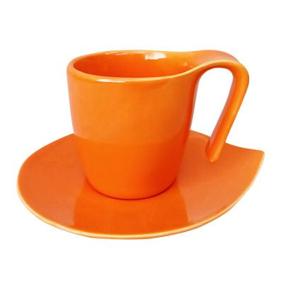 China Sustainable Upclay Exclusive Color Glaze Pure White Suspend Design Handle 90ml 220ml Coffee Dessert Mug Cup Sets for sale