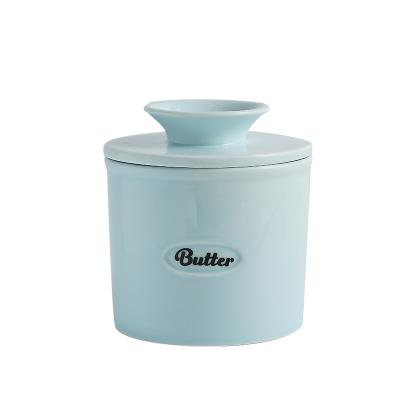 China Freshness Preservation Ceramic Keep Butter Fresh And Soft Holder Butter Container Dish With Lids for sale