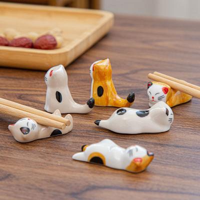 China Stocked Asia Style Animal Shape Customized Ceramic Spoon Rest Lovely Chopsticks Holder Stand for sale