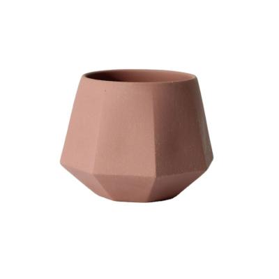 China Morden Matte Multi-Color Optional Ceramic Decorative Candle Pots Small Batch Customized Geometric Design Scented Candle Jars for sale