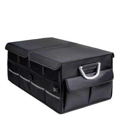 China Portable Collapsible Collapsible Car Trunk Organizer with Multiple Compartments Black Adjustable No Slip Barriers in Organizer for sale