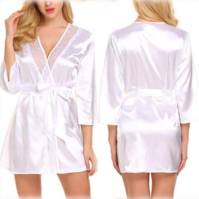 China Polyester Sexy Lingerie Nightgown Homedress Silk Bathrobe For Ladies Plus Size Pajamas Long Robes for sale