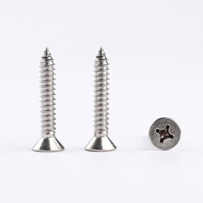 China Anticorrosive Factory price DIN7982 stainless steel 304 316 cross recessed flat countersunk head tapping screw for sale