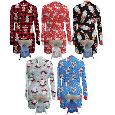 China QUICK DRY Women Christmas Sleepwear Adult Onesie Pajamas With Butt Fin for sale