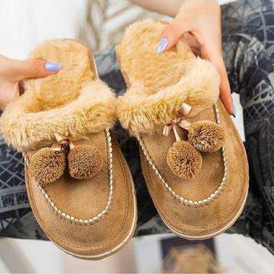 China New Arrival Eco - Friendly Winter Round Slippers Fluffy Shoes For Women for sale