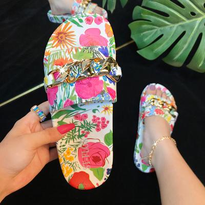 China Eco-Friendly Wholesale Ladies Slippers With Flower Chain For Outdoor for sale