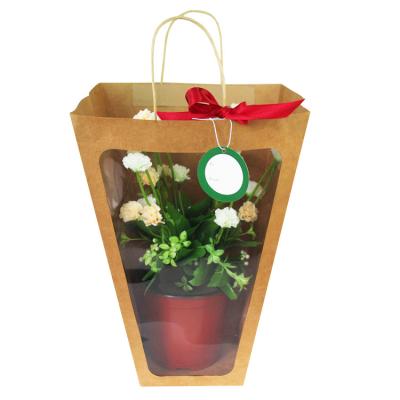 China Biodegradable Waterproof Flower Carrier Bag / Kraft Cardboard Bag for sale