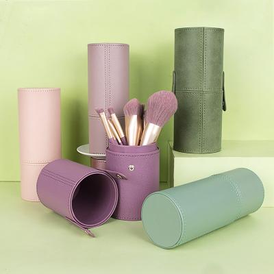 China Lady Purple Cylinder Makeup Brush Organizer Holder Makeup Brush Storage Makeup Brush Case Cylinder for sale