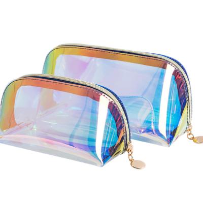 China Custom Lady Tpu Cosmetics Bags Waterproof Holographic Glitter Frames Zipper Cosmetic Pouch Filter Cosmetic Bag for sale