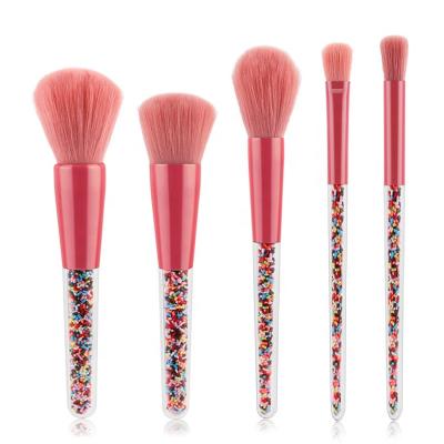 China Angular Blush Original Candy 5pcs Beauty Needs Cute Professional Personalized Small Makeup Brush Set With Bag for sale