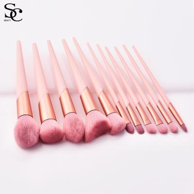 China Angular Blush Makeup Brushes Private Label Hot Pink Makeup Brushes Set Black White Black Private Label for sale