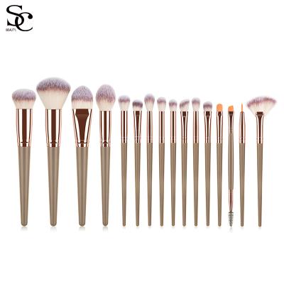 China Angular Blush Vegan Pink and White Makeup Brushes Synthetic Powder Brush Hair Makeup Brush Retractable Handles for sale