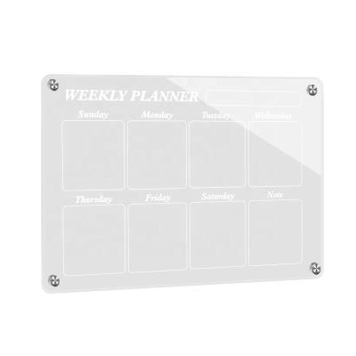 China Shape Hot Selling Sizes Planner Acrylic Magnetic Monthly Dry Erase Calendar Board Acrylic Note Board For Fridge for sale