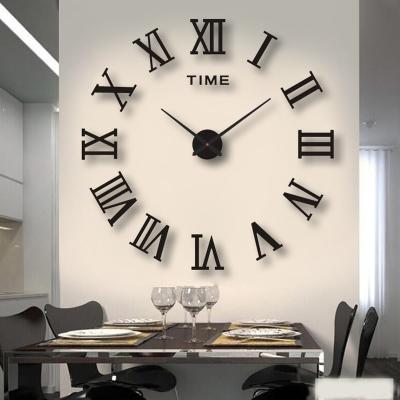 China Eclectic Modern 3D Wall Clock Large Mirror DIY Wall Clock Office Decoration 3D Outdoor Frameless Mirror Sticker for sale