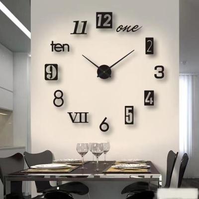 China 3D Eclectic DIY Large Wall Clock Decor DIY Sticker Clock Kit for Living Room Bedroom Wall Home Decorations for sale