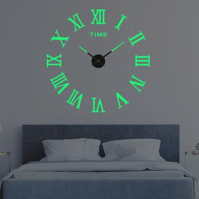 China Modern Eclectic 3D DIY Luminous Frameless Wall Clock Decor for Bedroom Office Wall Home Decorations, Max Height Adjustable for sale