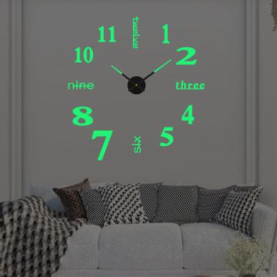 China DIY Eclectic Luminous Wall Clock, L Size 3D Wall Clock DIY Decor Clock Kit for Living Room Bedroom Wall Home Decorations for sale