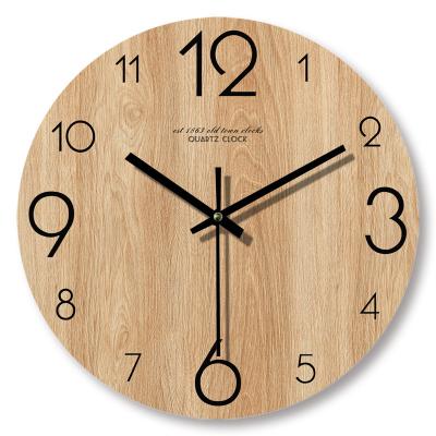 China Modern Minimalist Wooden Wall Clock 12 Inch Hanging Clocks For Living Room Decor Hanging On Rustic Home Wall Clock for sale