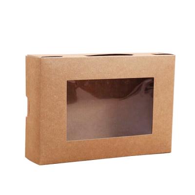 China Wholesale Recyclable Multi Size Food Sweet Bakery Packaging Clear Window Kraft Paper Cupcake Dessert Cookie Box for sale