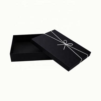 China OEM Handmade Elegant Black Cardboard Paper Wedding Gift Jewelry Box Customized Packaging With Ribbon for sale