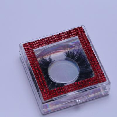 China 25mm private label 3d mink eyelash natural mink eyelash faux stone diamond wick hot selling box new for sale