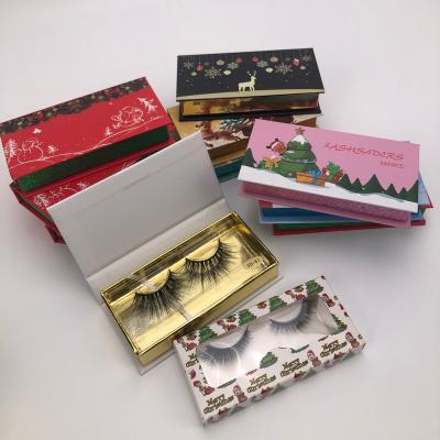 China Christmas Natural Mink Lash Boxes Eyelash Strip Magnetic Box Seller for sale