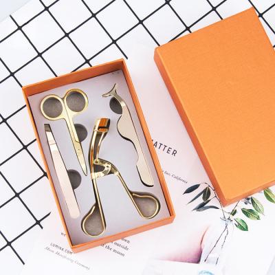 China 4 False Eyelash Tweezers Clipper Crisscross Eyelash Tool Kit Whips Scissor Eyelash Curler Stainless Steel MSDS Machine Made All Colors for sale