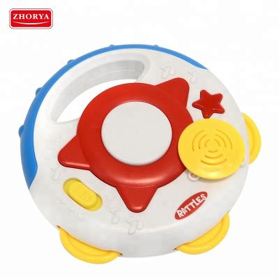 China High Quality Baby Two in One Sound Bell Tambourine Music Light Hand Rattle Toy Set for Baby Musical Toy Plastic ABS for sale