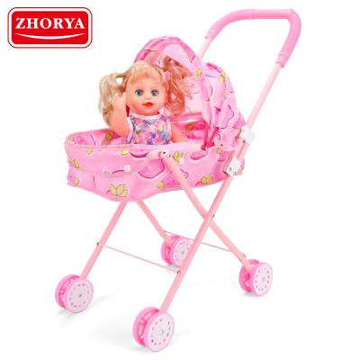 China 3 in 1 Discovery Car ZHORYA 14 Baby Doll Umbrella Stroller Iron Doll Drinking Water to Pee with Toilet and Bottle Diaper Strollers Walkers for sale