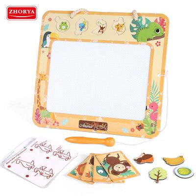 China Eco-friendly Material Color Portable Plastic 2 in 1 Kids Child Educational Magnetic Drawing Learn Writing Board Table with Eraser for sale