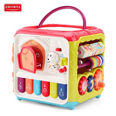 China High quality hot sale custoised baby activity cube musical educational toy piano hand durm kid game for sale