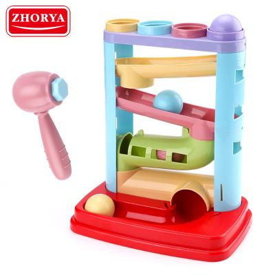 China Intelligence Zhorya parent-child developing early educational interactive toy hammering toys ball track slide table crushing knocking toy for sale