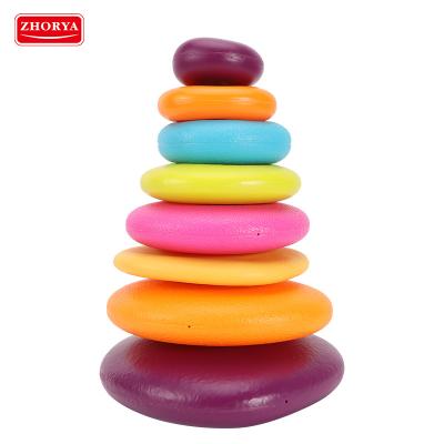 China New Design Baby Toys Plastic Manufacturing Shape Rainbow Stack Ring Circle Educational Toy For Kid for sale