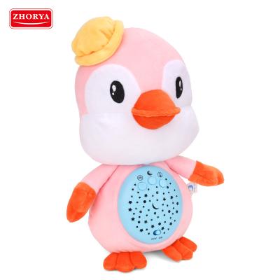 China ZHORYA Design ZHORYA Magic Sticky Plush Penguin Sleep Doll Music Light Stuffed Animal Toy for sale